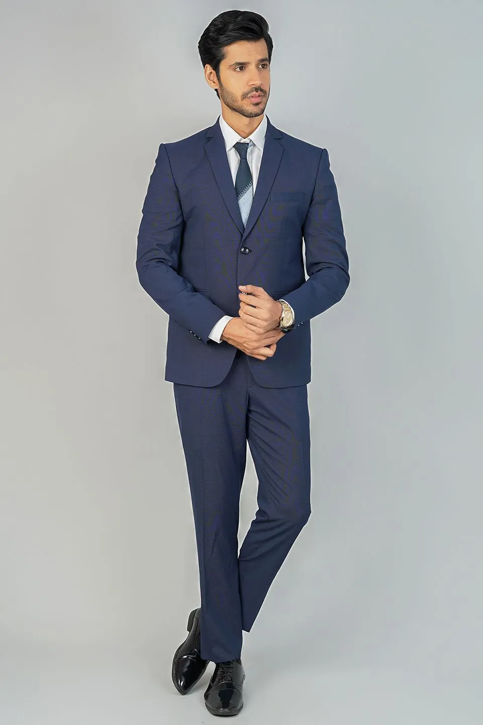 Poly Viscose Blue Two Piece Suit