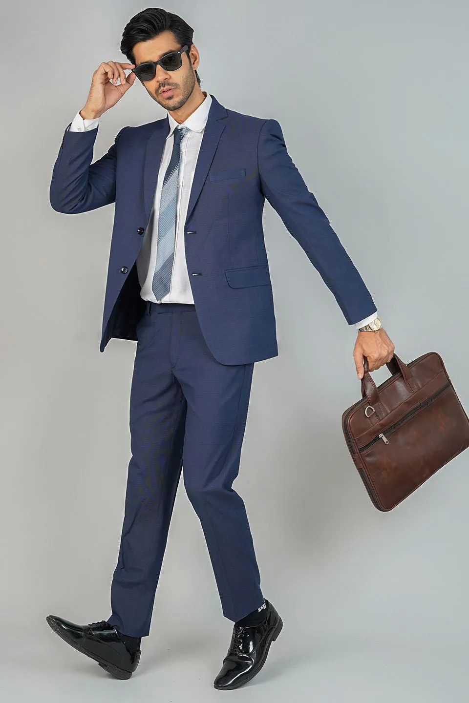 Poly Viscose Blue Two Piece Suit