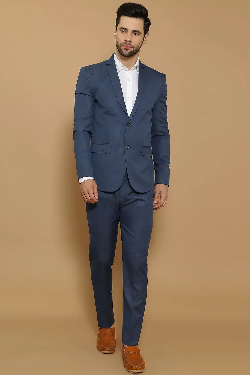 Poly Viscose Blue Two Piece Suit