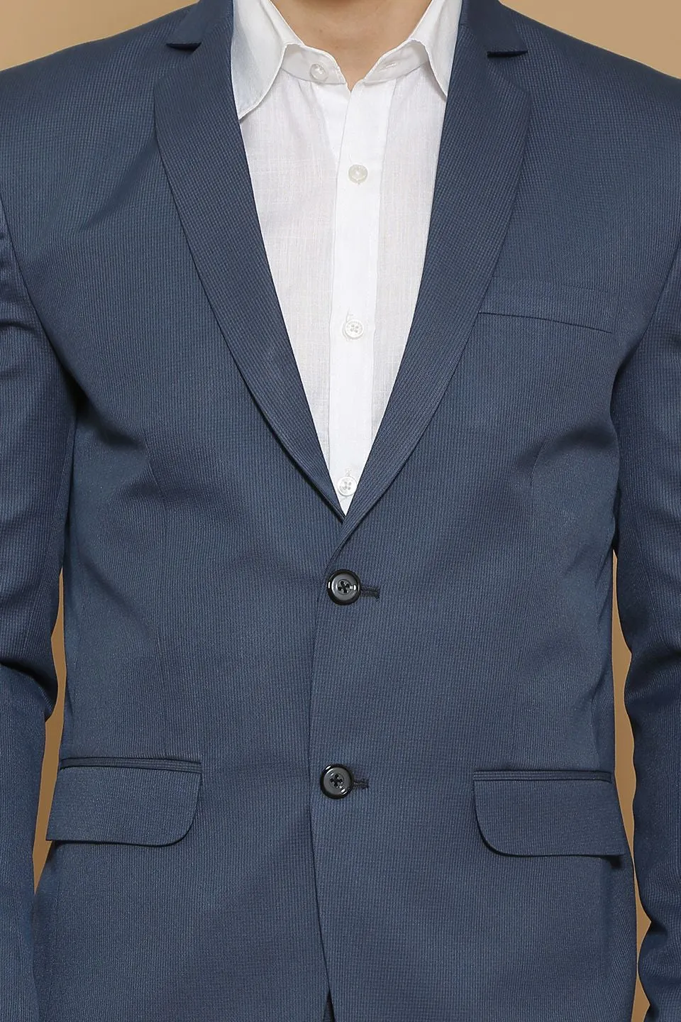 Poly Viscose Blue Two Piece Suit