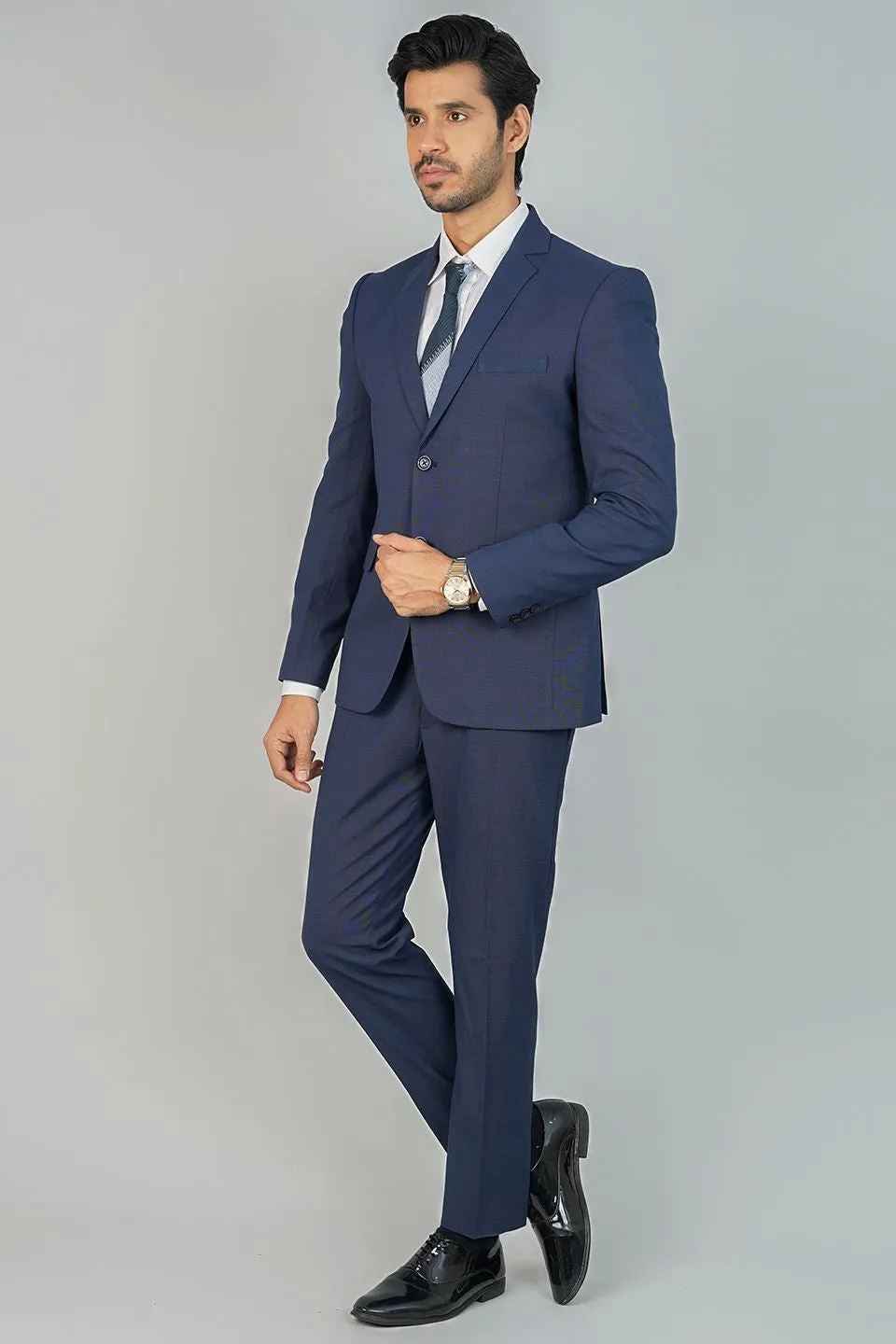 Poly Viscose Blue Two Piece Suit