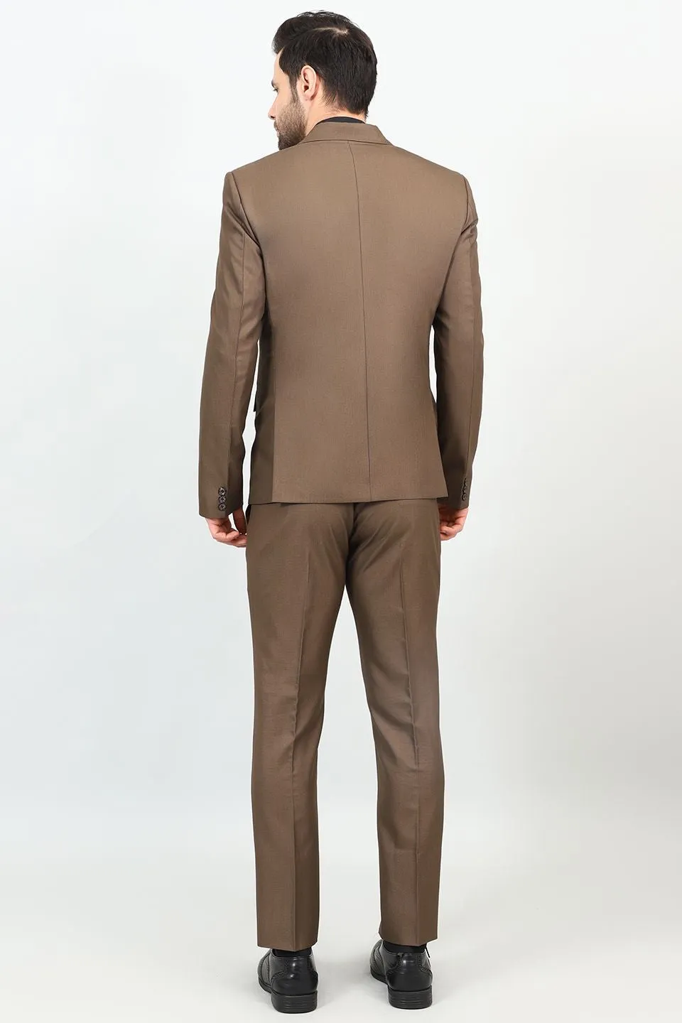 Poly Viscose Brown Two Piece Suit