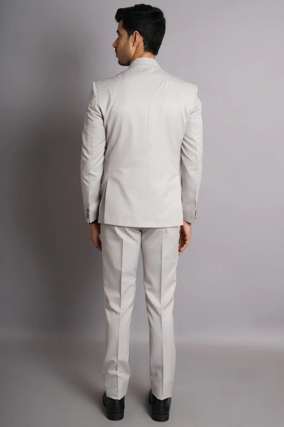 Poly Viscose Grey Solid Two Piece Suit