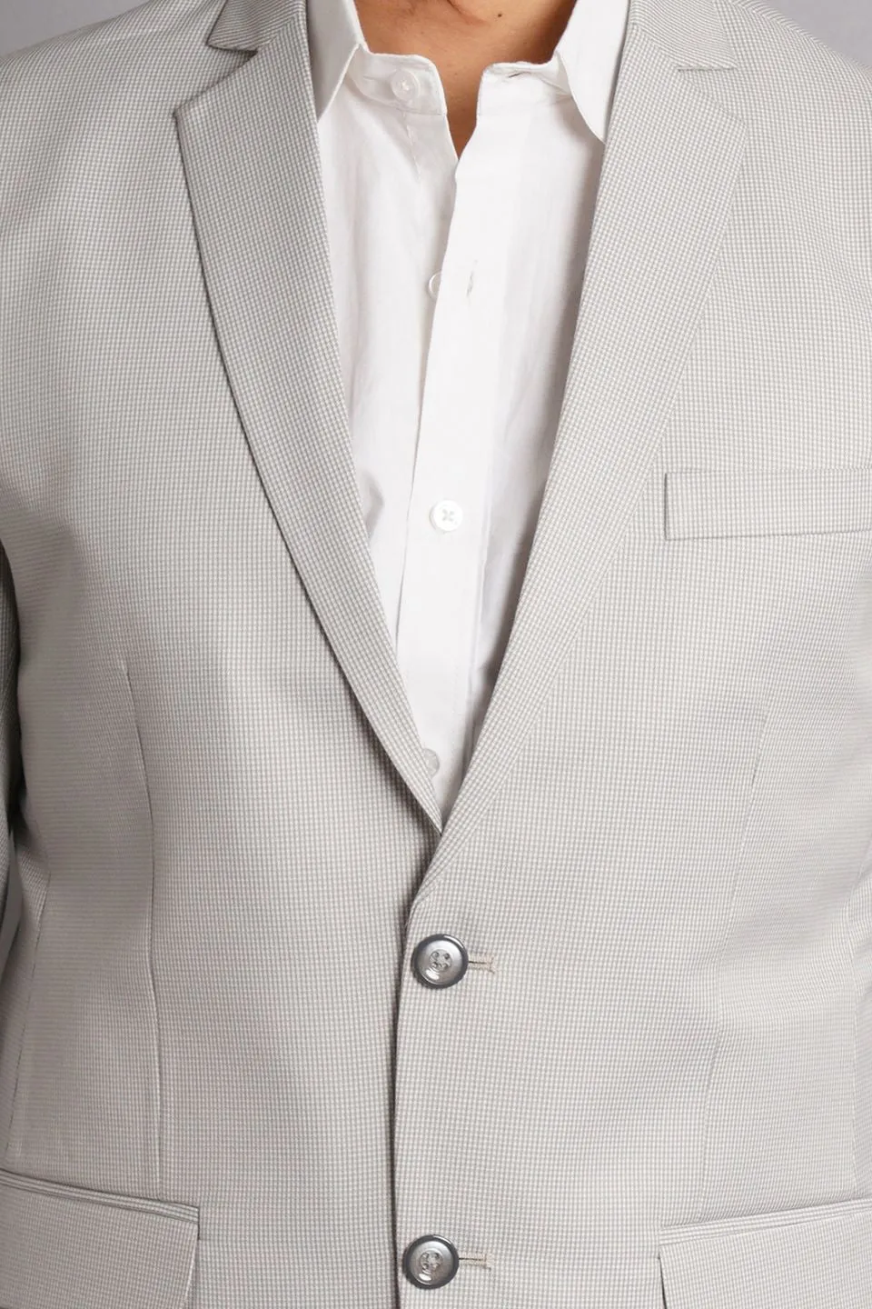Poly Viscose Grey Solid Two Piece Suit