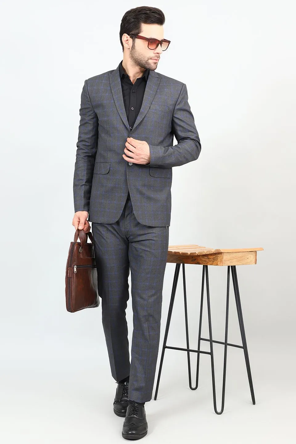 Poly Viscose Grey Two Piece Suit