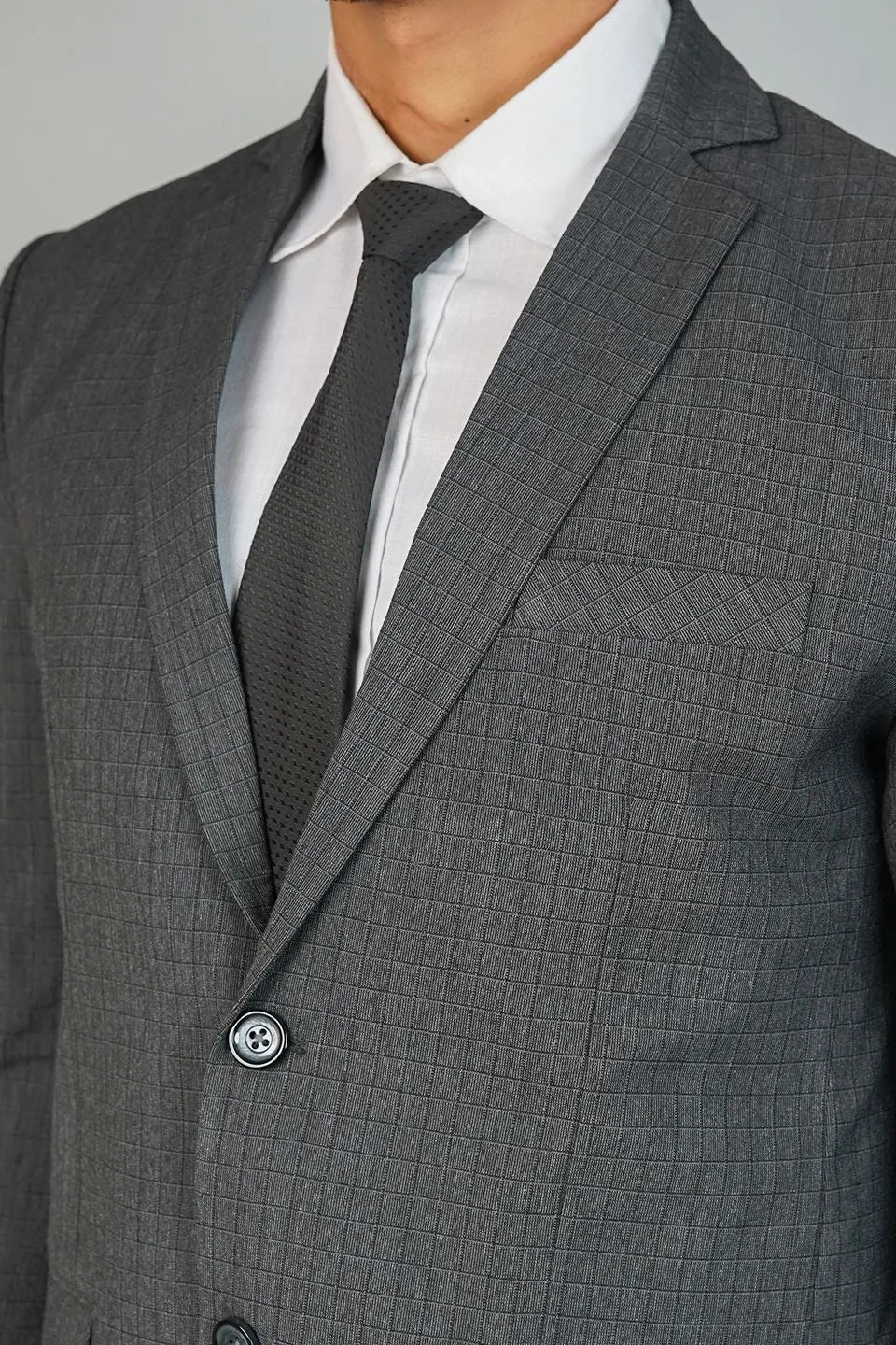 Poly Viscose Grey Two Piece Suit