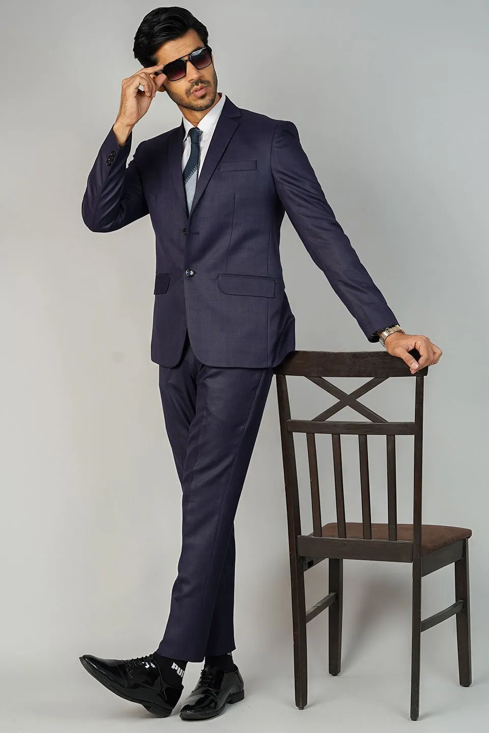 Poly Viscose Purple Two Piece Suit