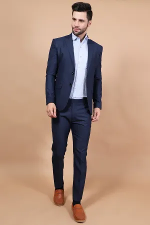 Polyester Cotton Blue Two Piece Suit