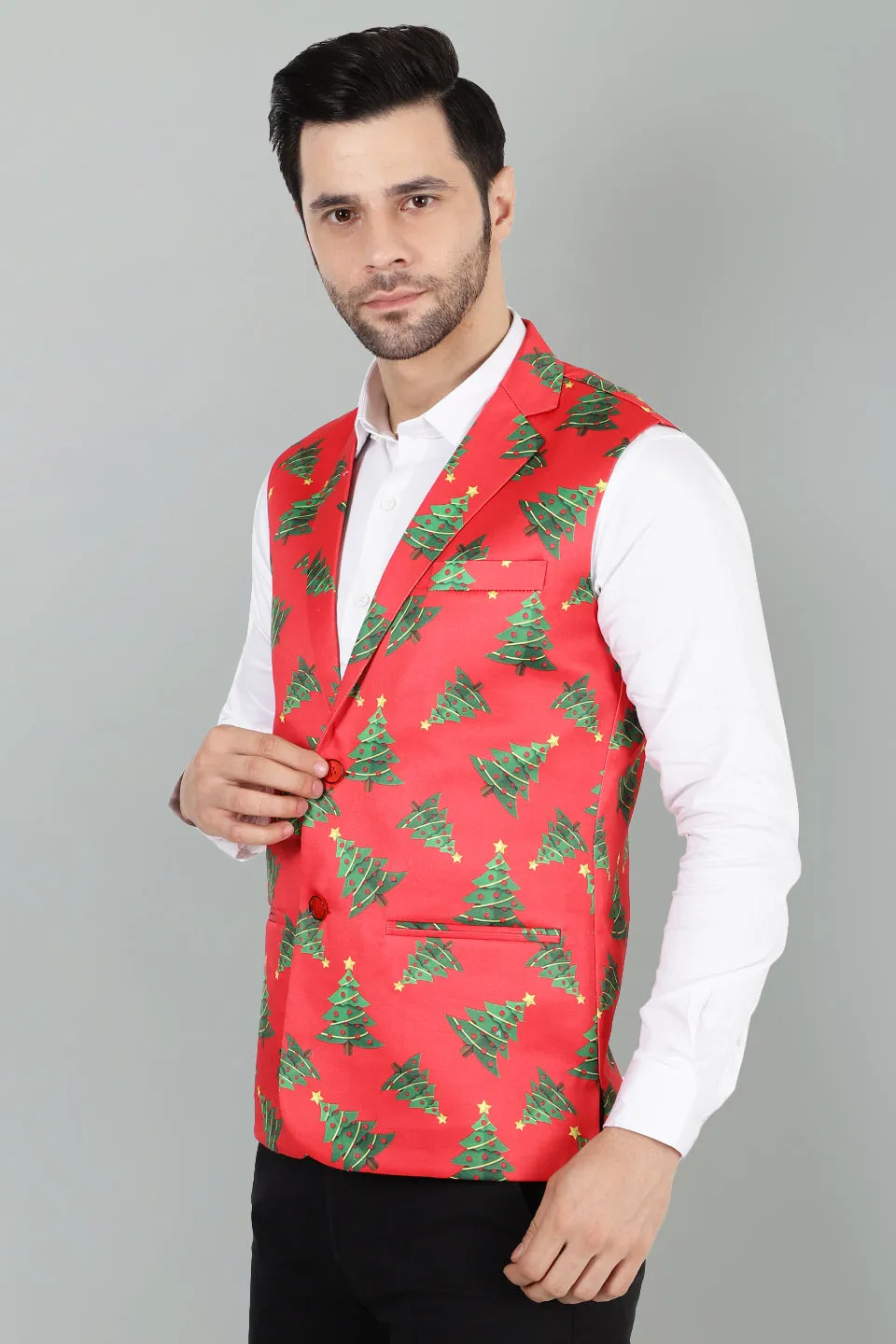 Polyester Cotton Christmas Red Jacket Vest Waistcoat