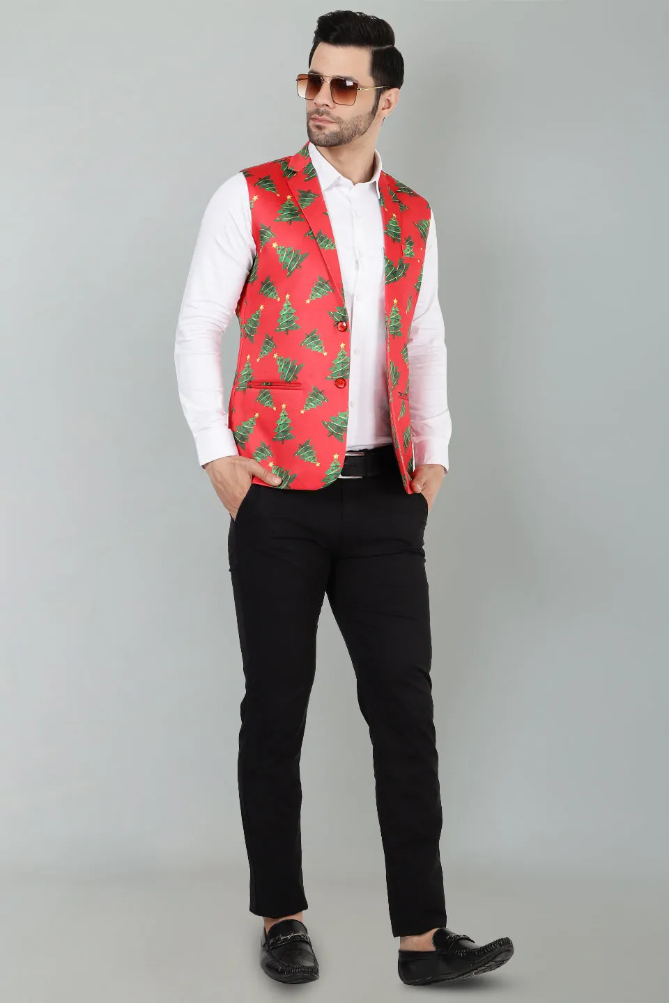 Polyester Cotton Christmas Red Jacket Vest Waistcoat