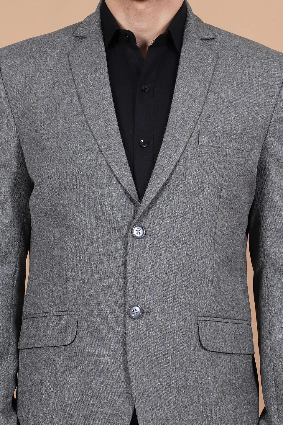 Polyester Cotton Grey Two Piece Suit