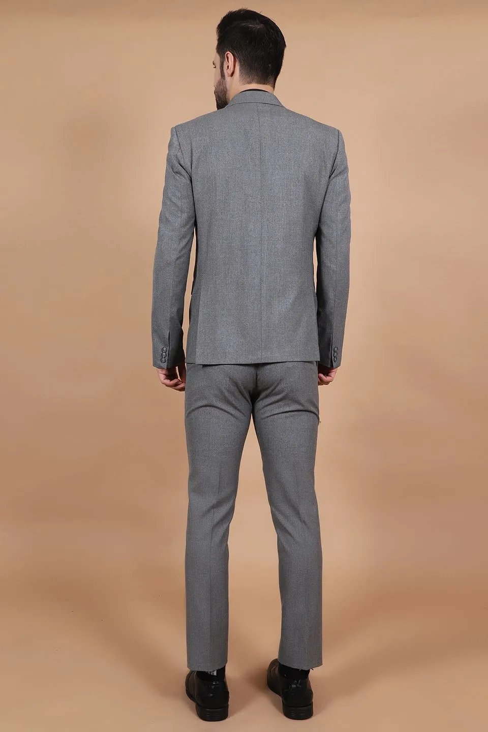 Polyester Cotton Grey Two Piece Suit