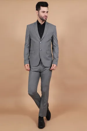 Polyester Cotton Grey Two Piece Suit