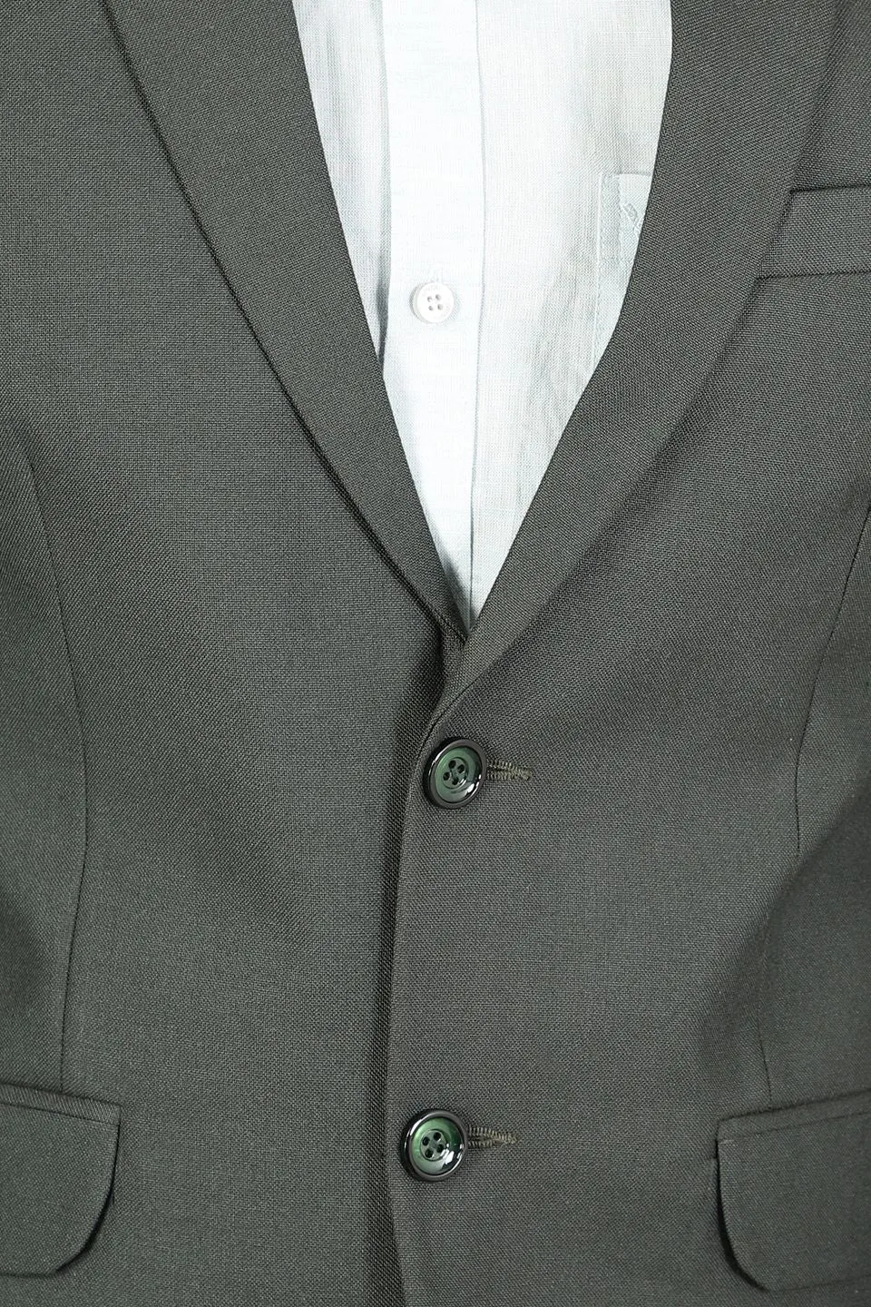 Polyester Cotton Plain Green Two Piece Suit