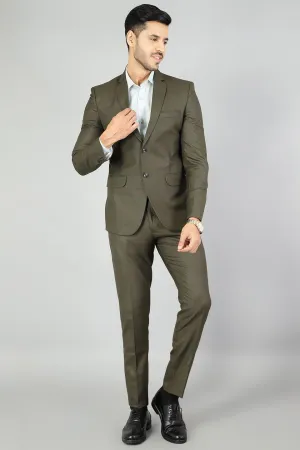 Polyester Cotton Plain Green Two Piece Suit
