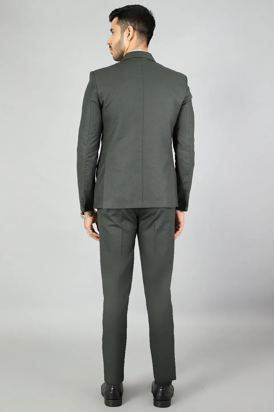 Polyester Cotton Plain Green Two Piece Suit