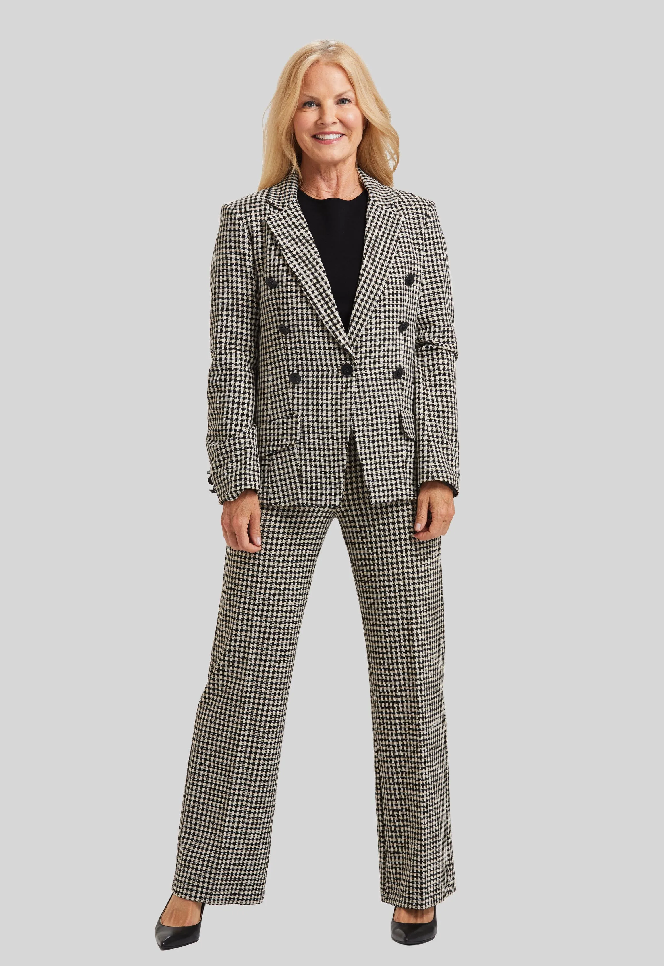 Prague Check Steely 1 Button Jacket- Final Sale