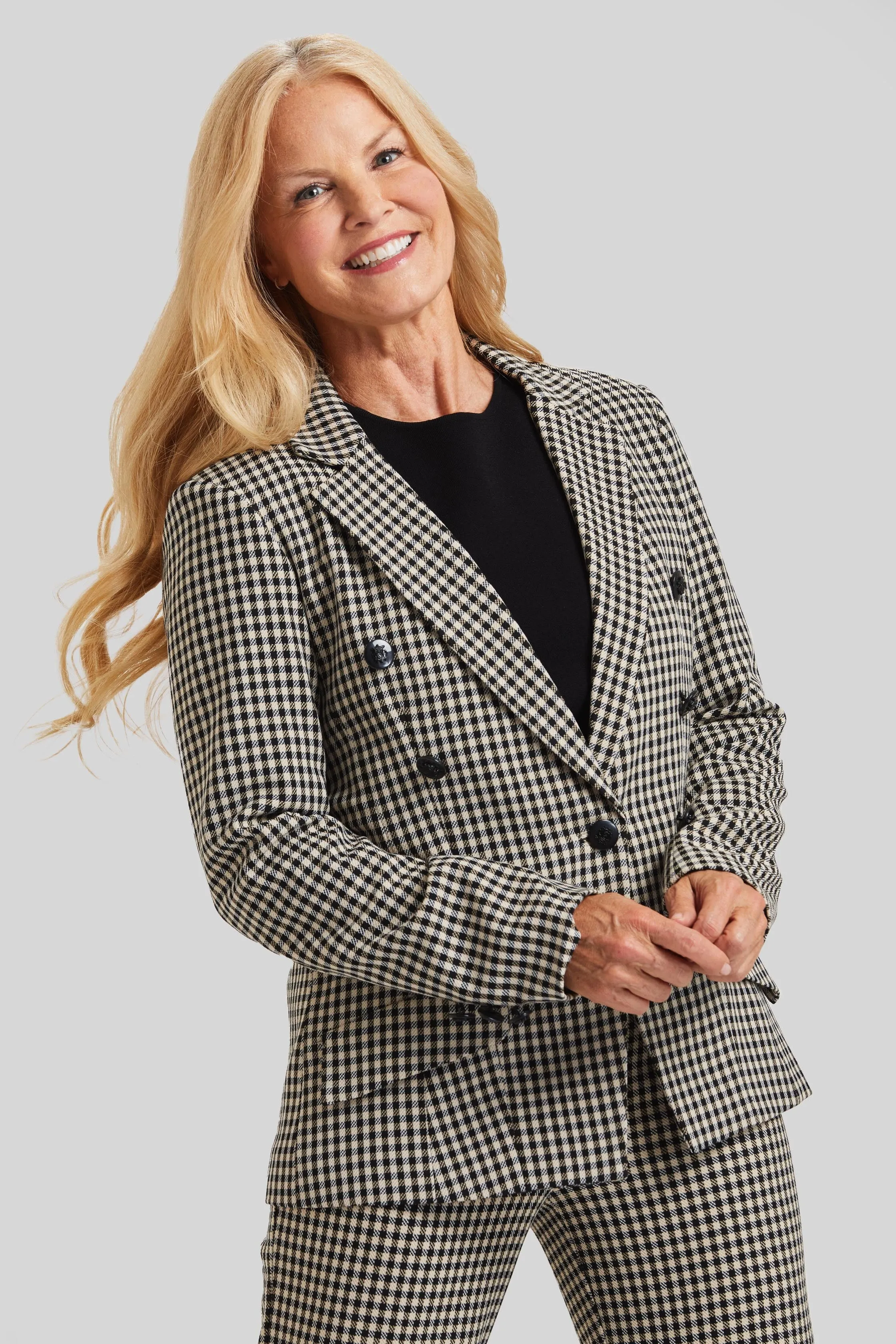 Prague Check Steely 1 Button Jacket- Final Sale