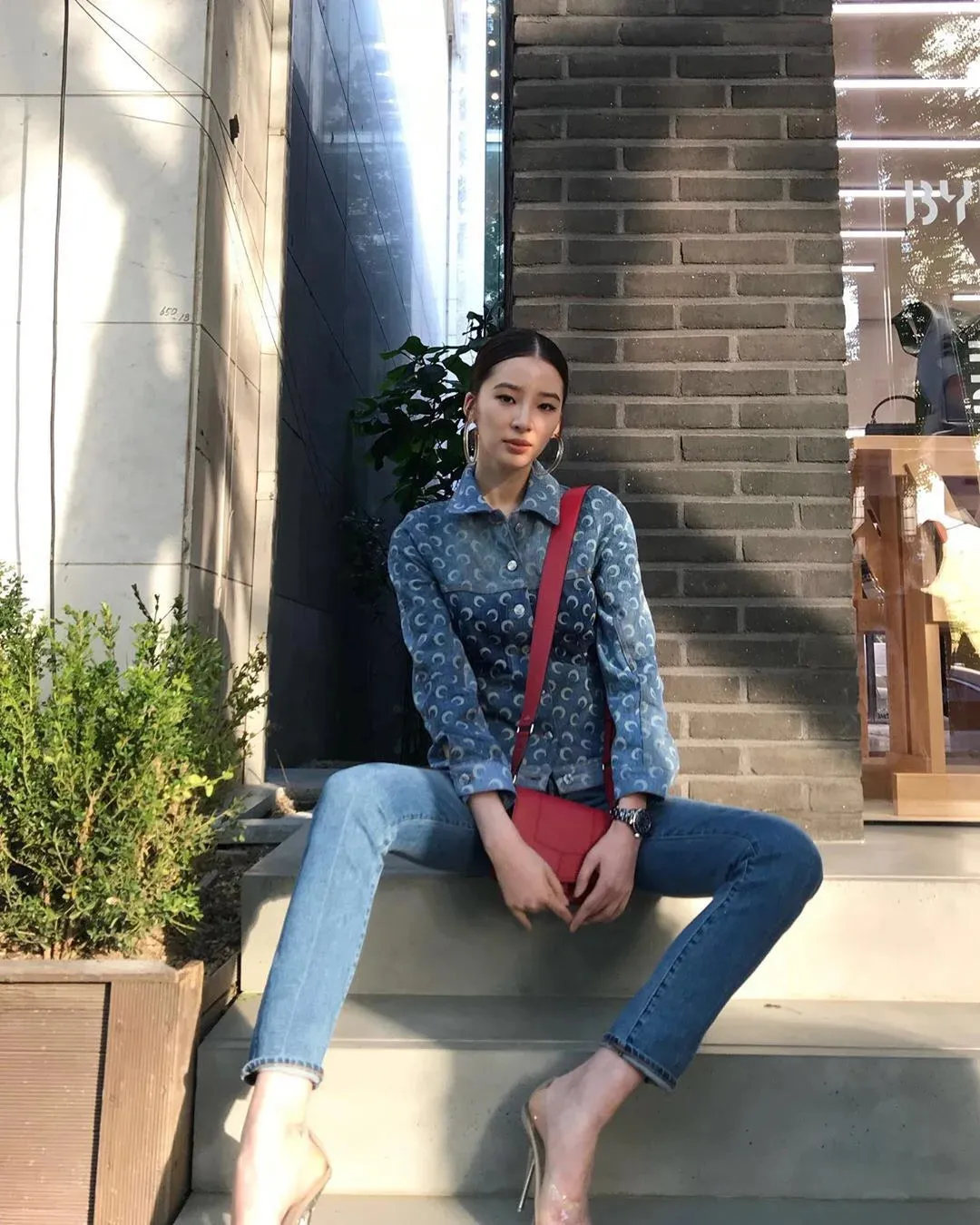 Print Cotton Denim Jacket/Pants