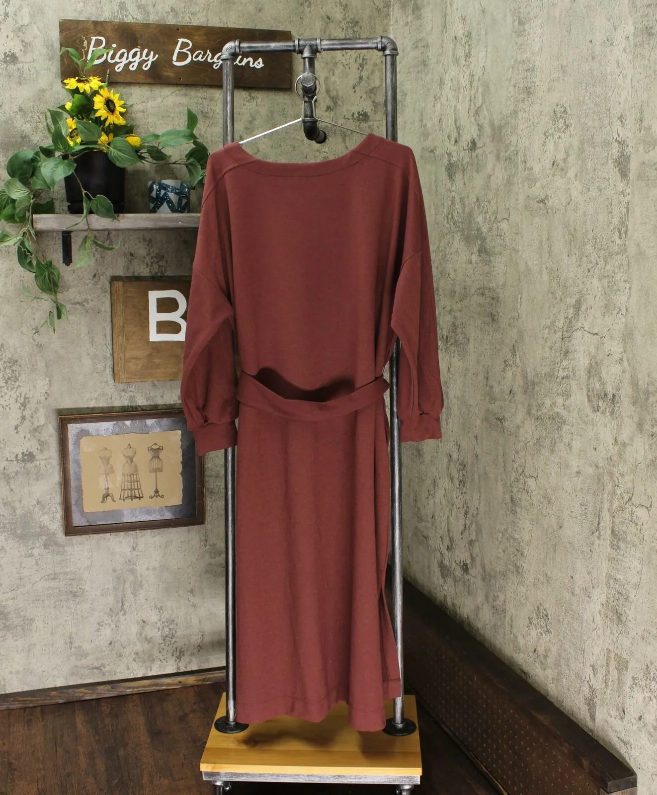 Prologue Women's Casual Fit Long Sleeve Boat Neck Midi Shift Dress