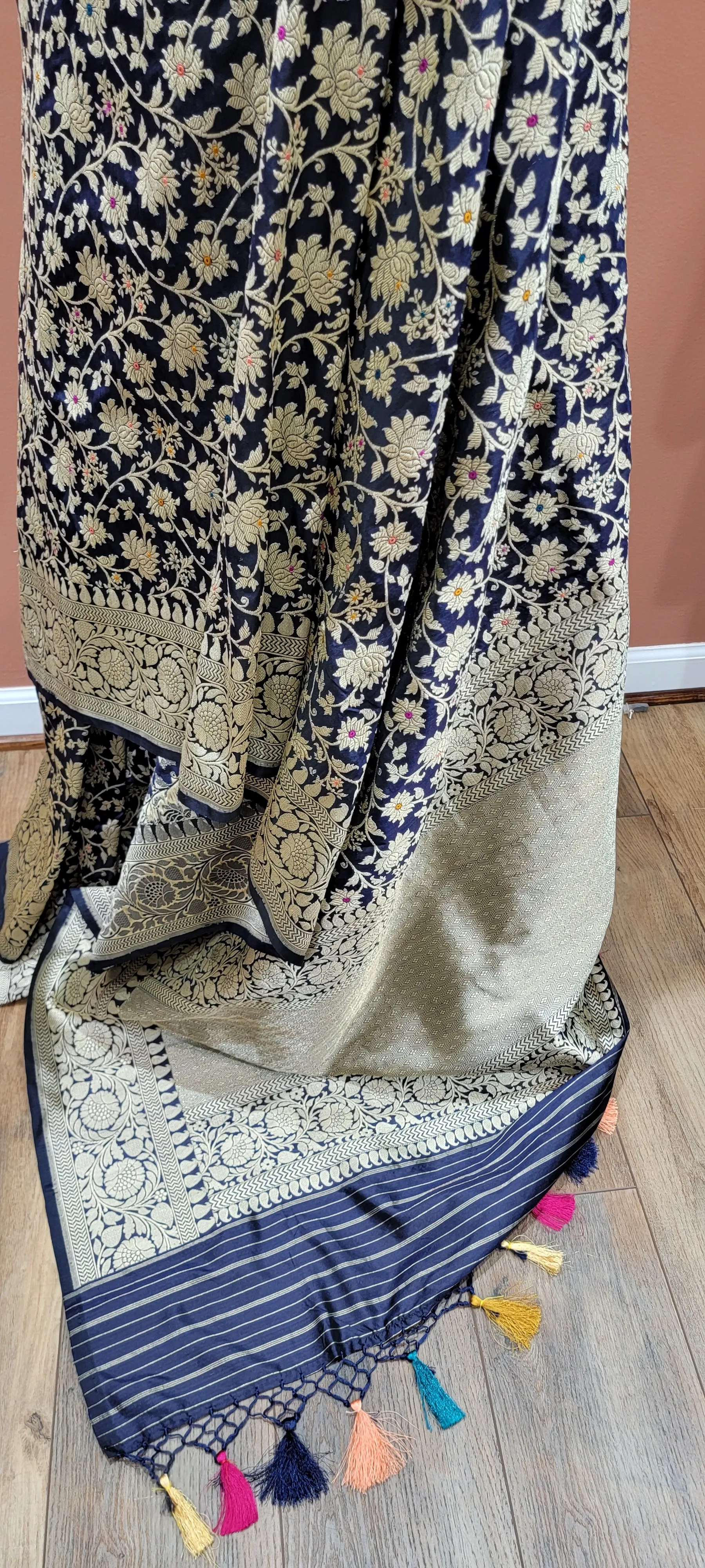 Pure Banaras Silk Katan Minakari Kadawa Jangla Saree