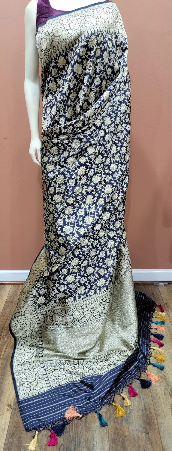 Pure Banaras Silk Katan Minakari Kadawa Jangla Saree