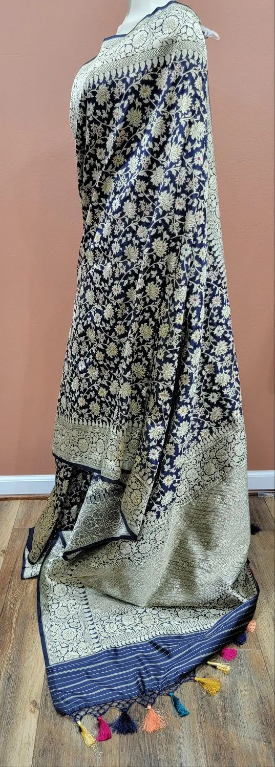 Pure Banaras Silk Katan Minakari Kadawa Jangla Saree