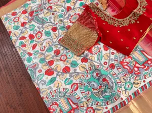 Pure Kanchipattu Kalamkari Saree