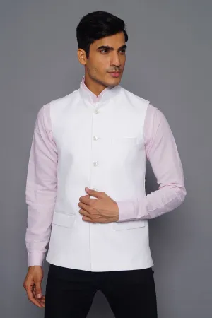 Pure Linen White Modi Nehru Jacket
