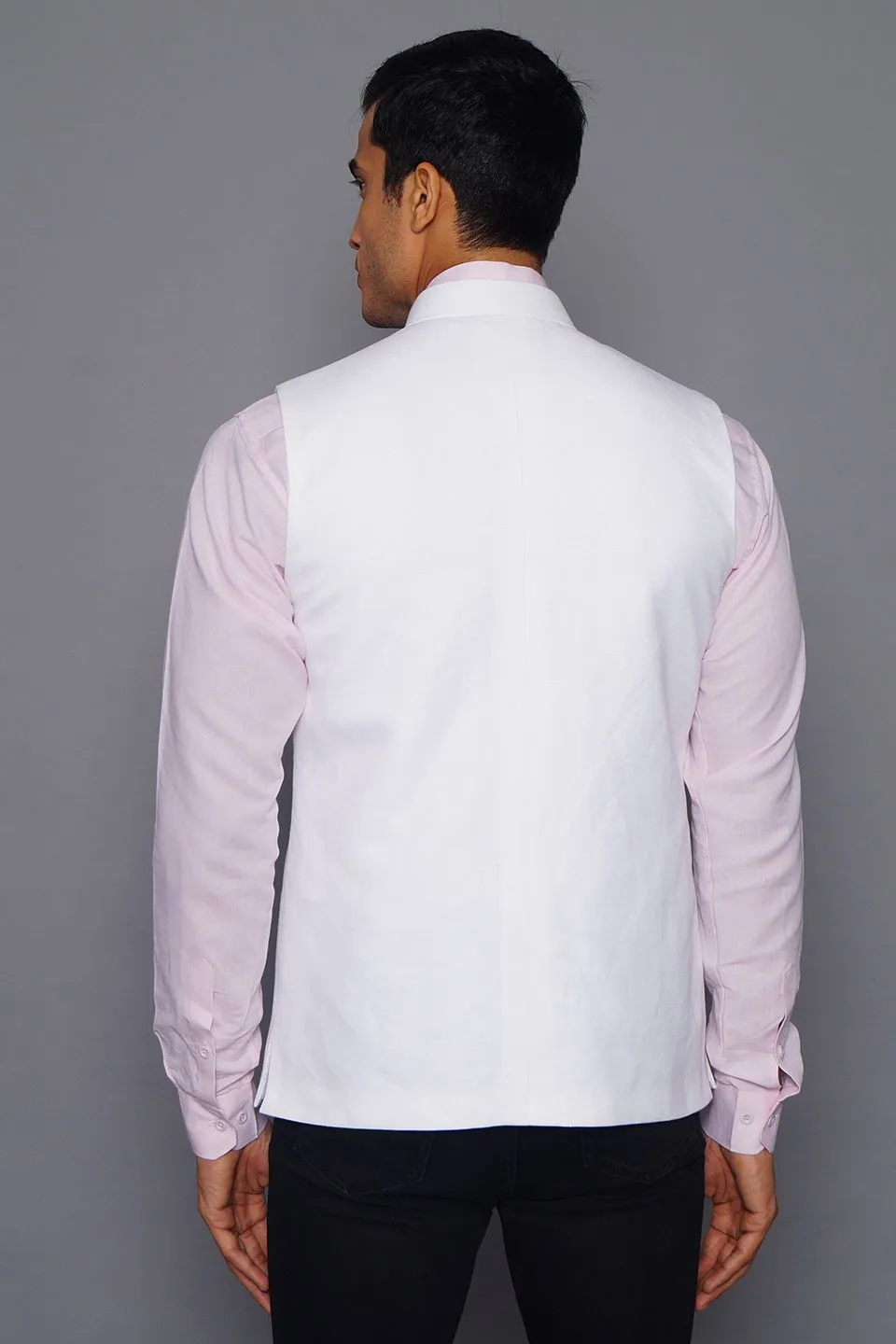 Pure Linen White Modi Nehru Jacket