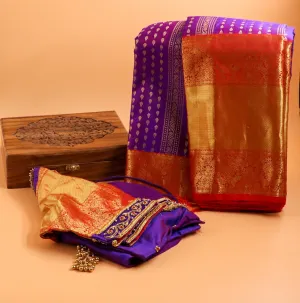 Purple pattu saree zari Saree handloom saree stitched blouse purple saree blue saree party wear saree silk saree wedding saree