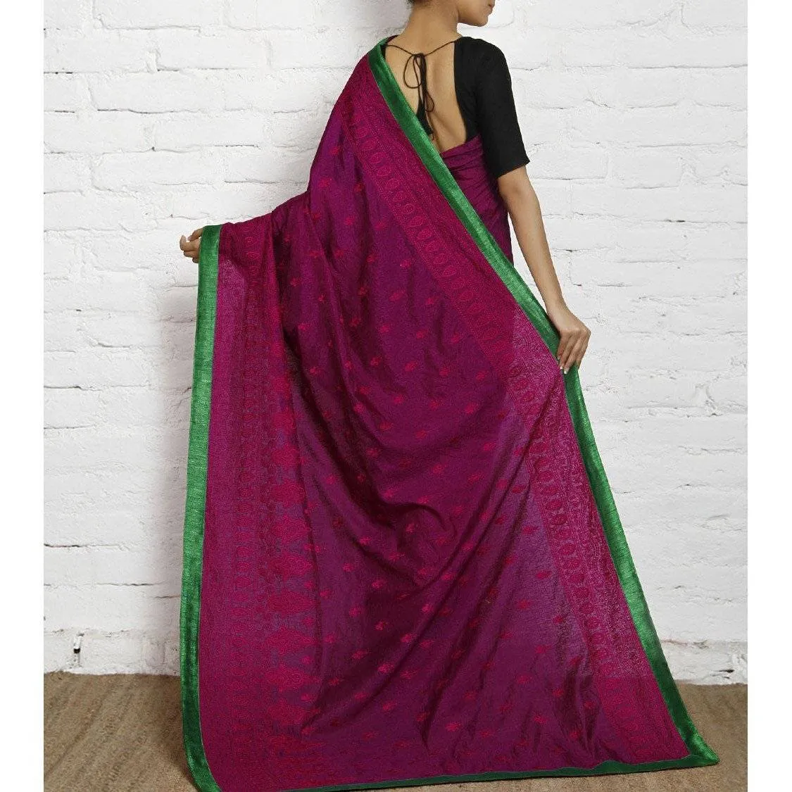 Purple Silk Saree with Embroidery