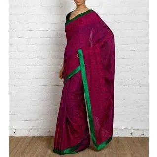 Purple Silk Saree with Embroidery