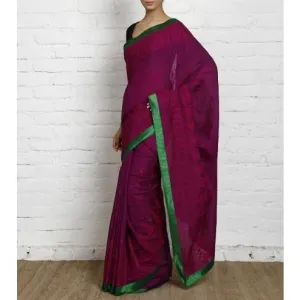 Purple Silk Saree with Embroidery