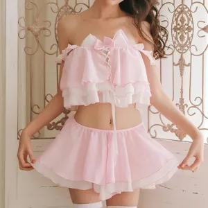"BLACK/PINK CAT MAIDEN" LINGERIE SUIT K092403