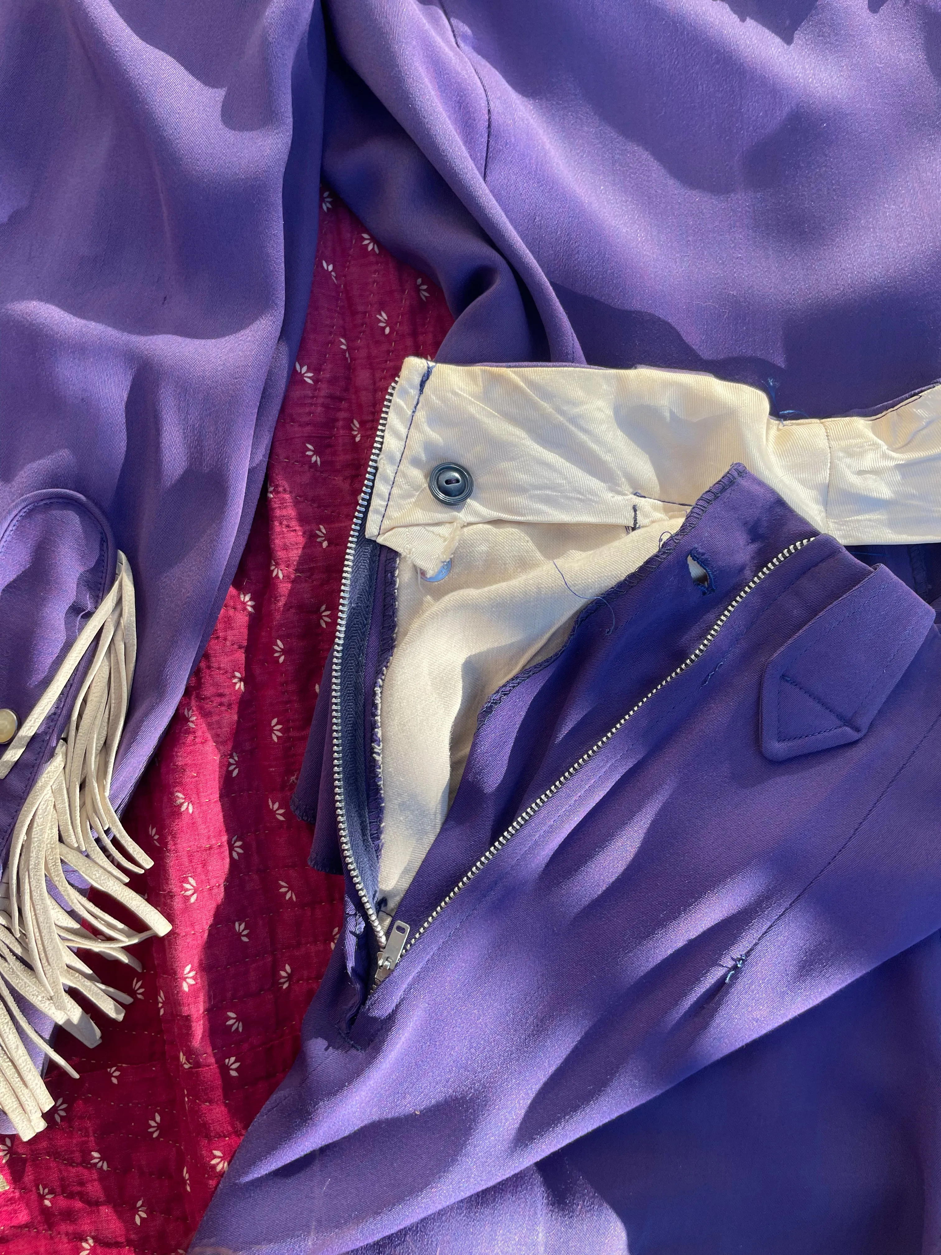 Rare 1950s Hilbilly Westerns Of Denver Vibrant Violet Gabardine Fringe Cowgirl Suit