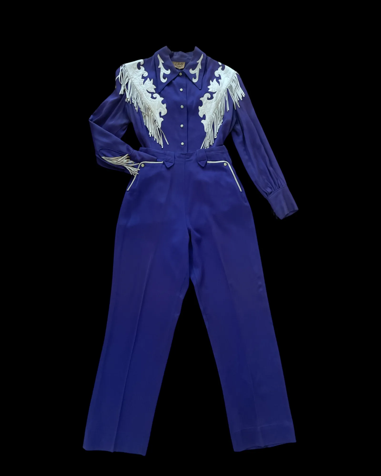 Rare 1950s Hilbilly Westerns Of Denver Vibrant Violet Gabardine Fringe Cowgirl Suit