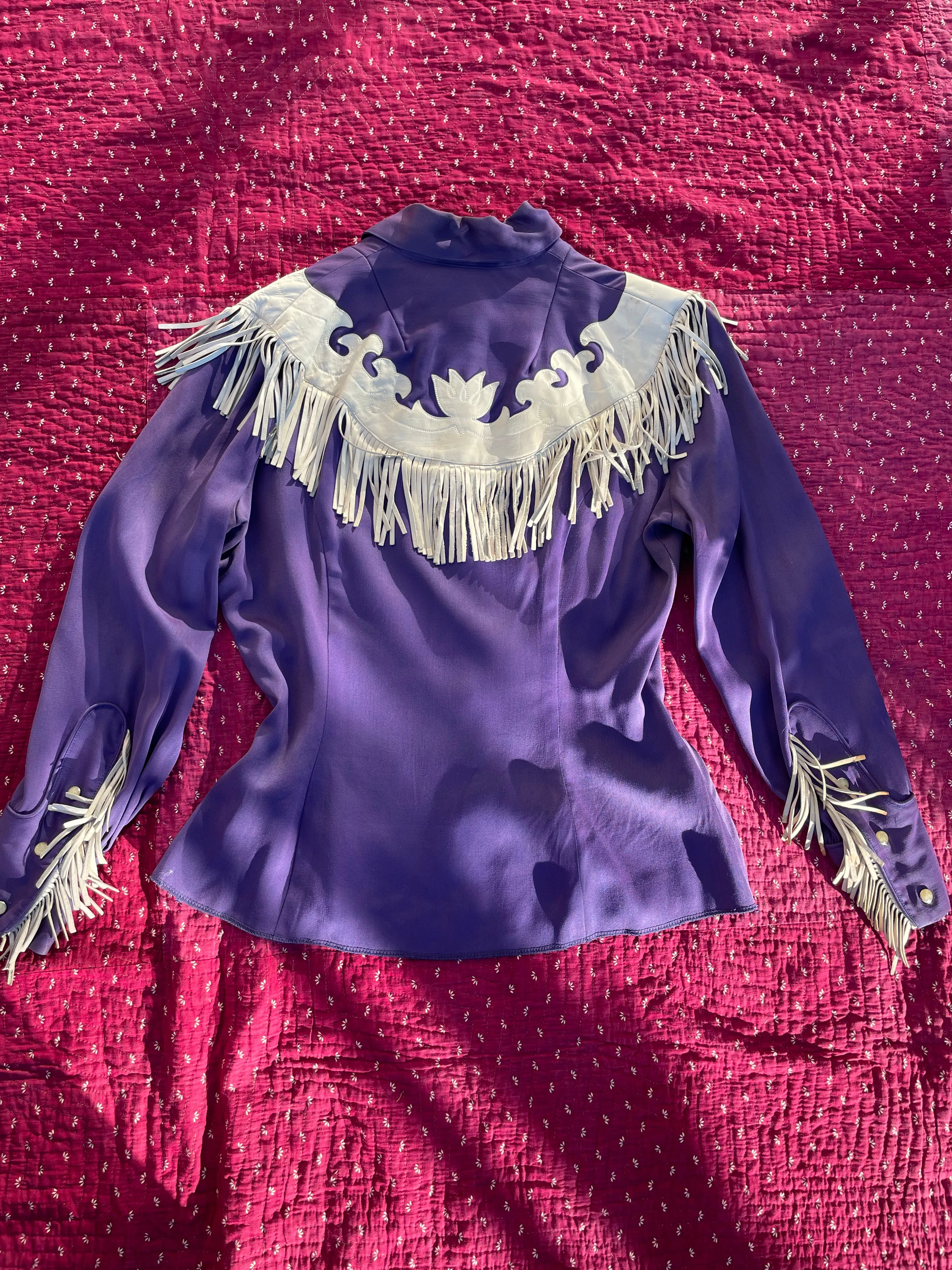Rare 1950s Hilbilly Westerns Of Denver Vibrant Violet Gabardine Fringe Cowgirl Suit