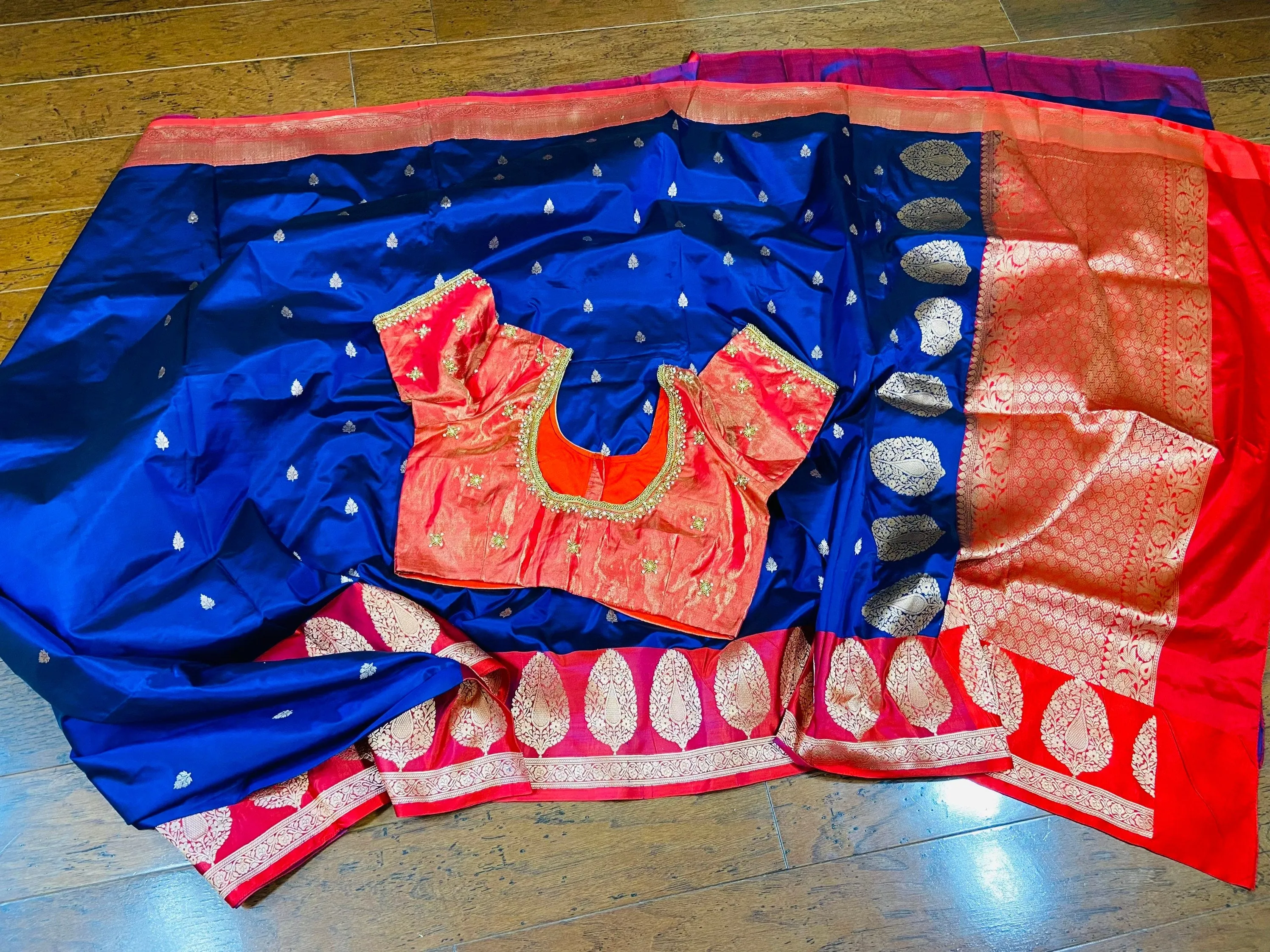 Raw mango saree inspired,Lyte weight blue saree South Indian Sarees,Pure Banaras Sarees,Saree Blouse, handloom saree,blue saree NIHIRA