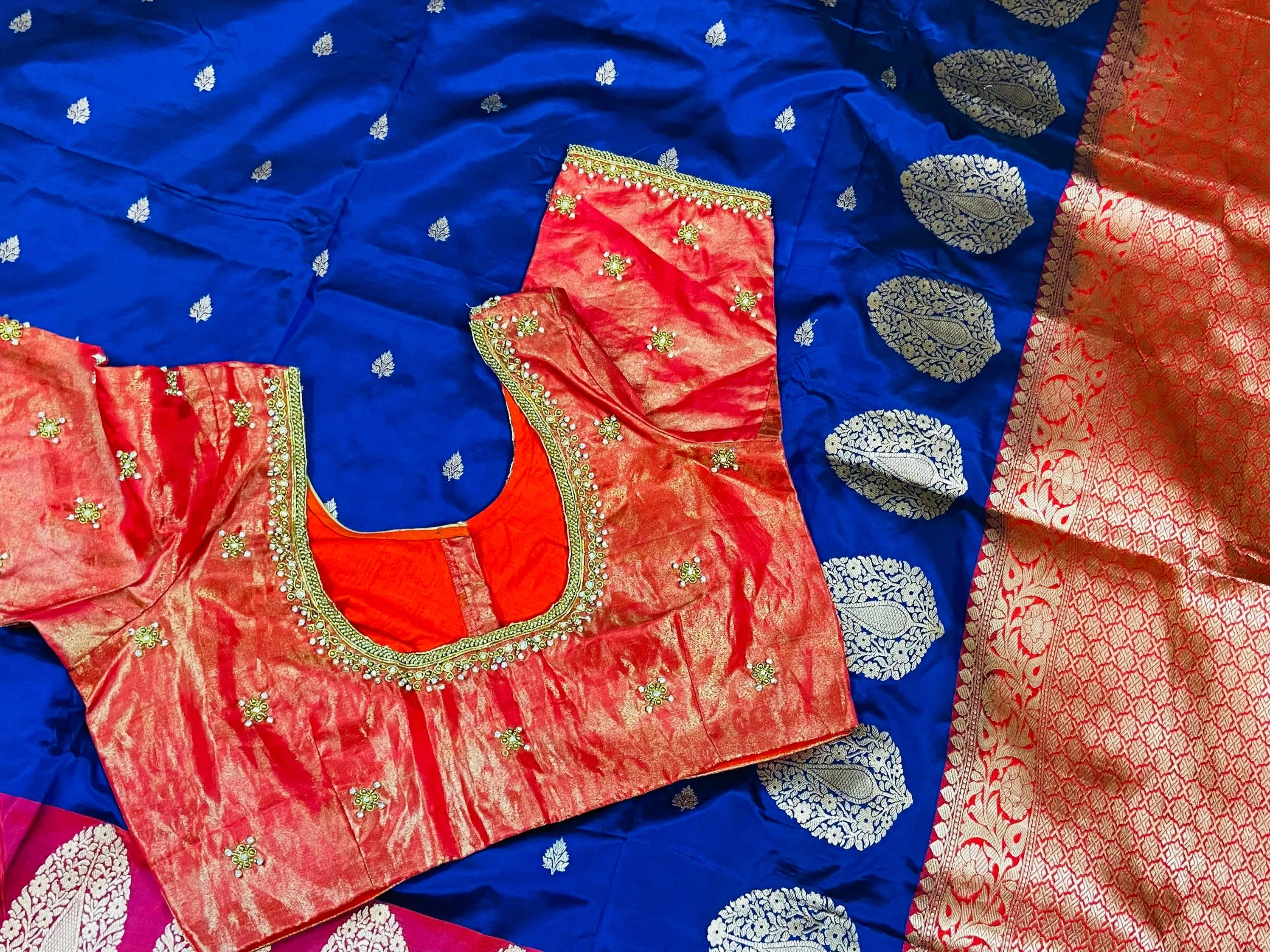 Raw mango saree inspired,Lyte weight blue saree South Indian Sarees,Pure Banaras Sarees,Saree Blouse, handloom saree,blue saree NIHIRA