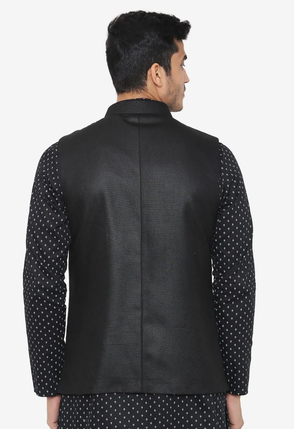 Rayon Black Nehru Modi Jacket
