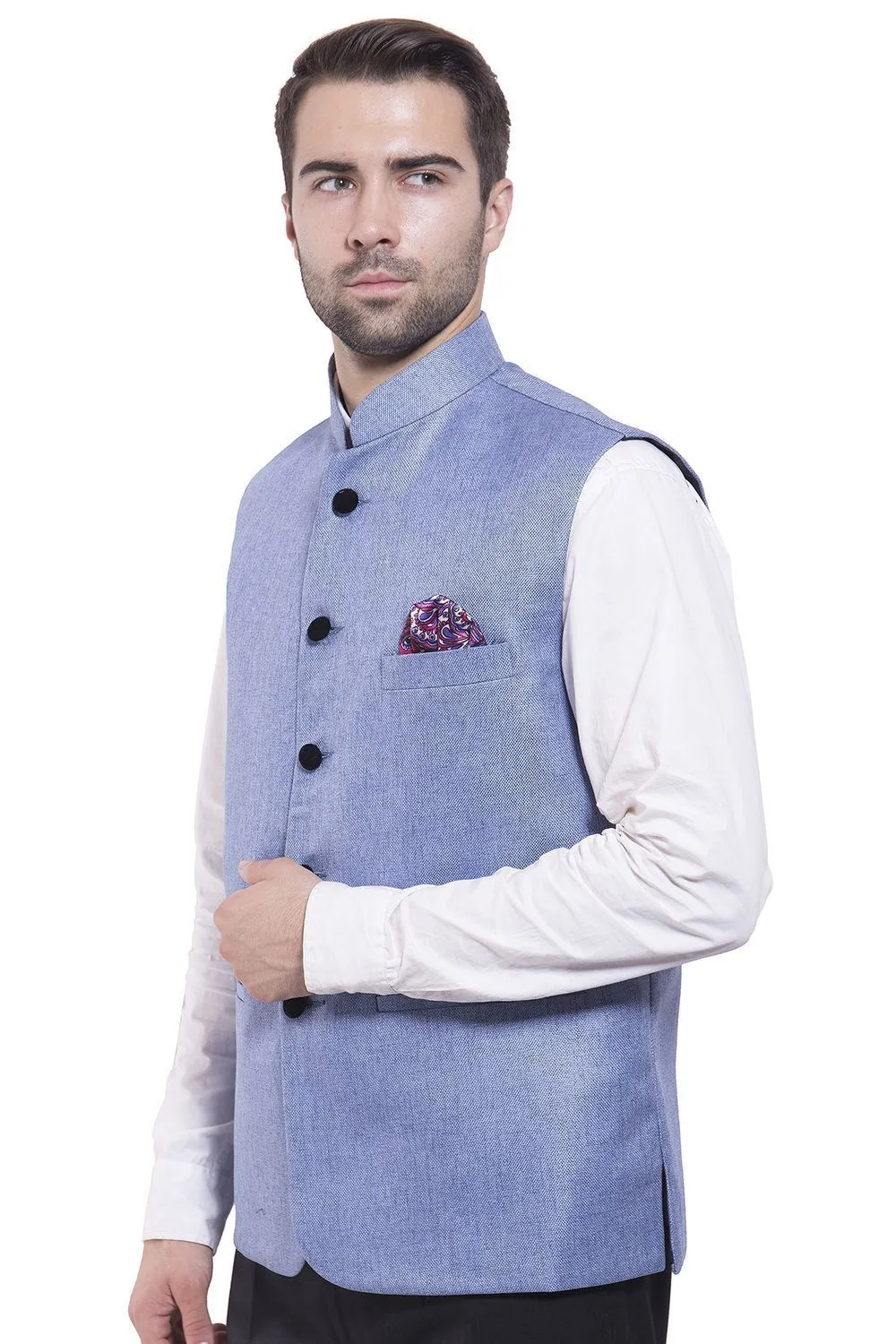 Rayon Blue Modi Nehru Jacket