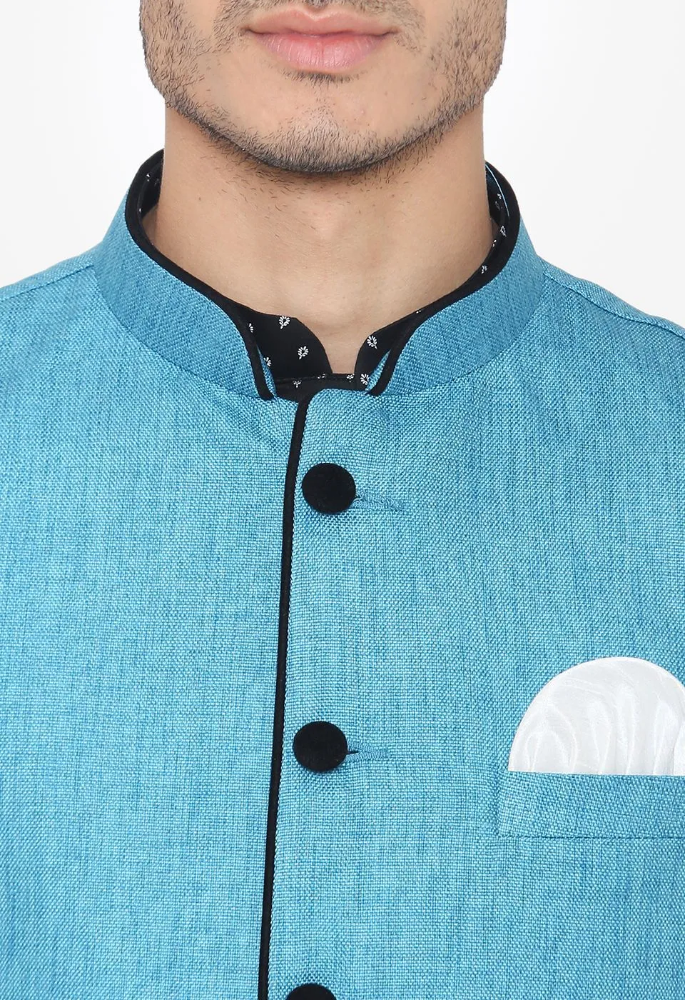 Rayon Blue Nehru Modi Jacket