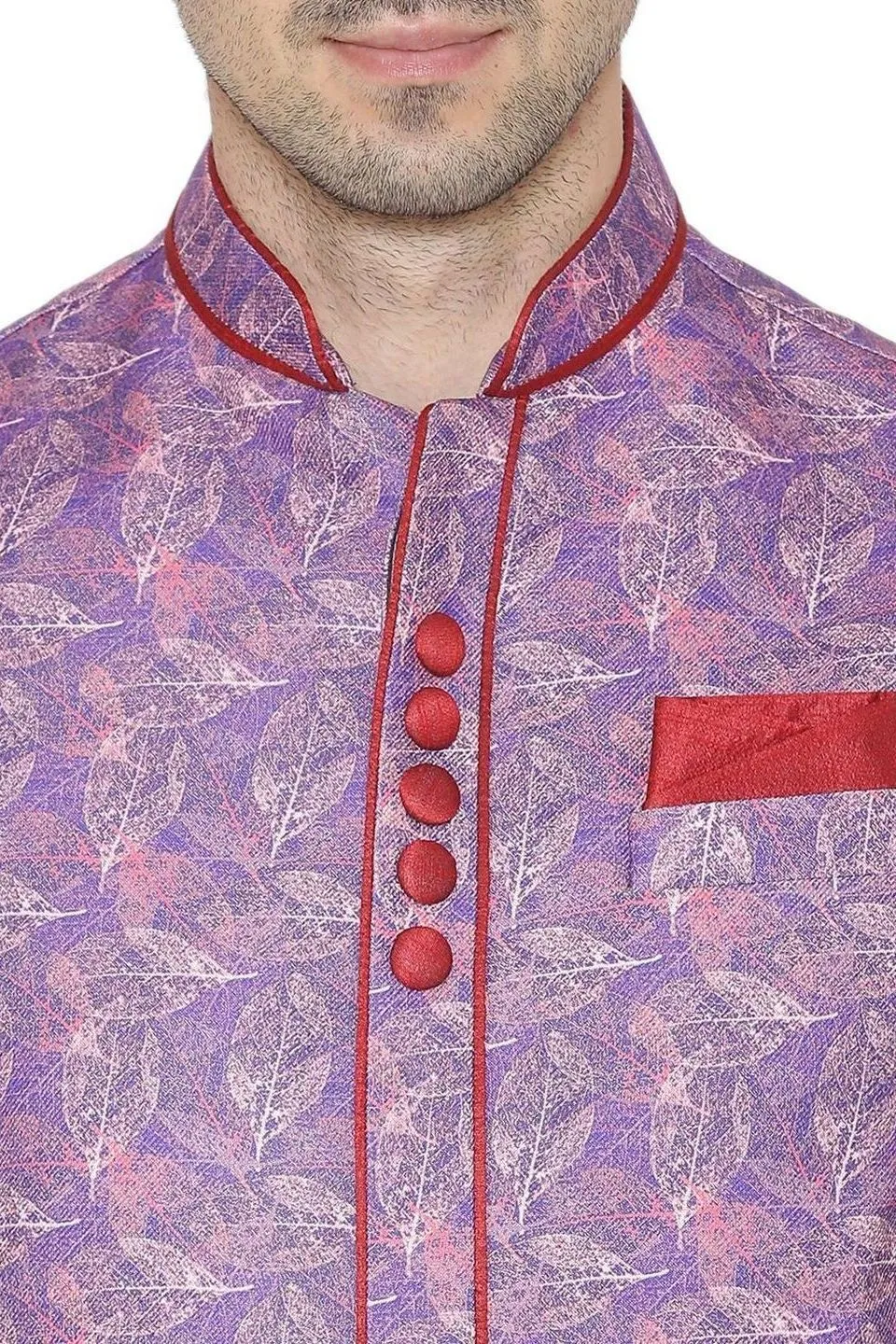 Rayon Fabric Purple Modi Nehru Jacket