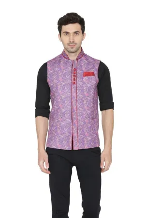 Rayon Fabric Purple Modi Nehru Jacket