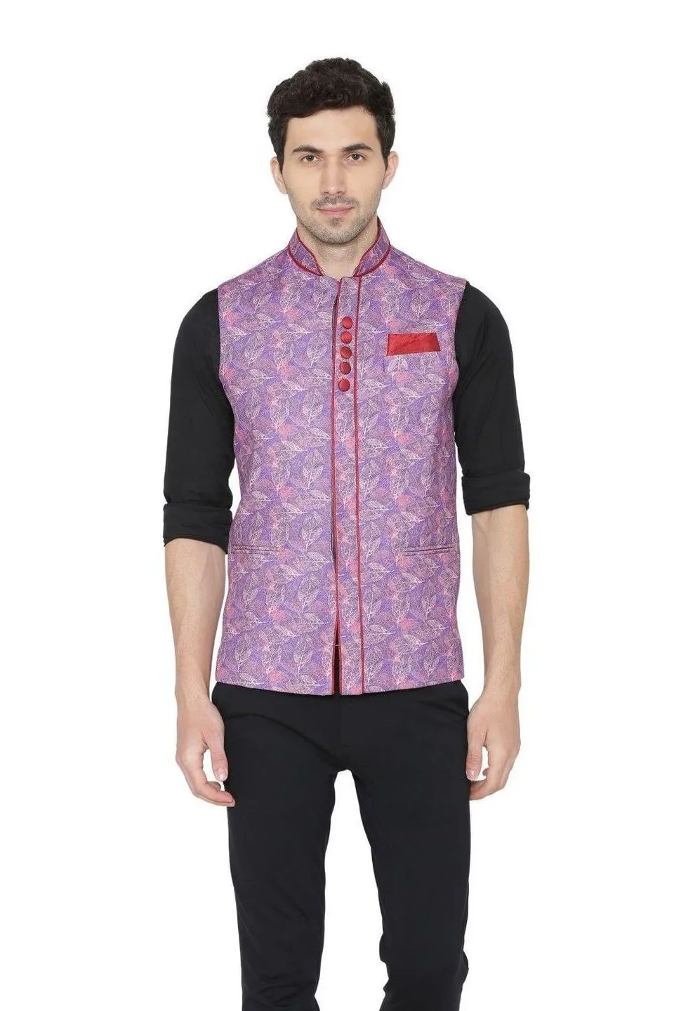 Rayon Fabric Purple Modi Nehru Jacket