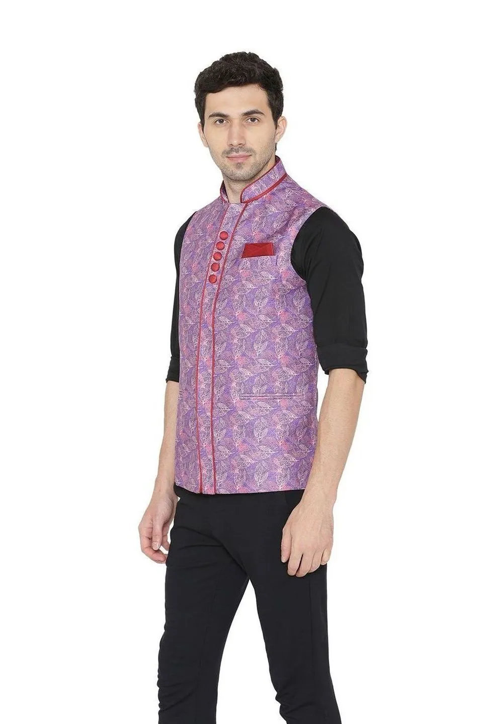 Rayon Fabric Purple Modi Nehru Jacket