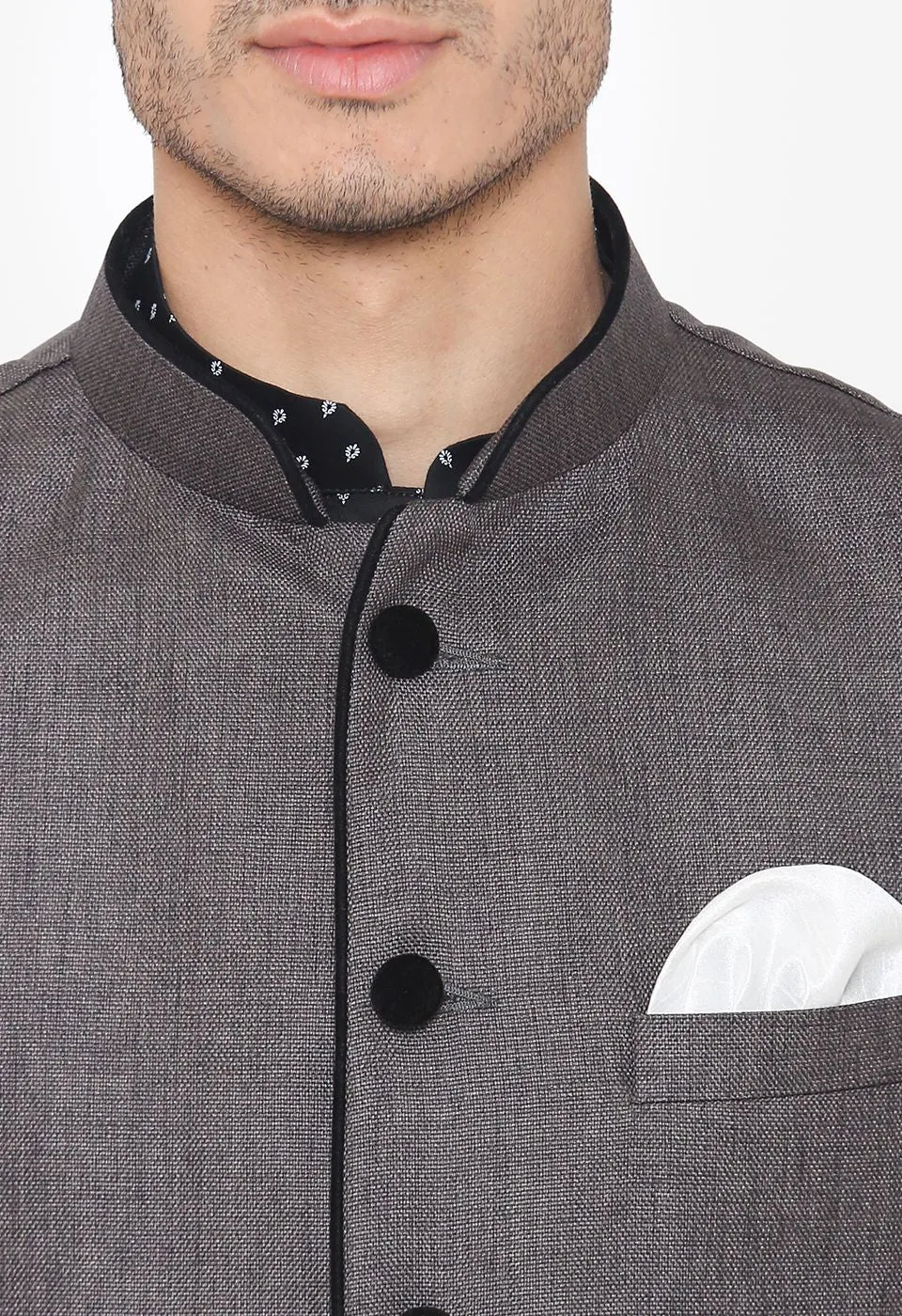 Rayon Grey Nehru Modi Jacket