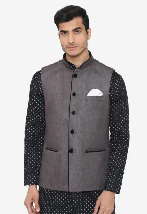 Rayon Grey Nehru Modi Jacket