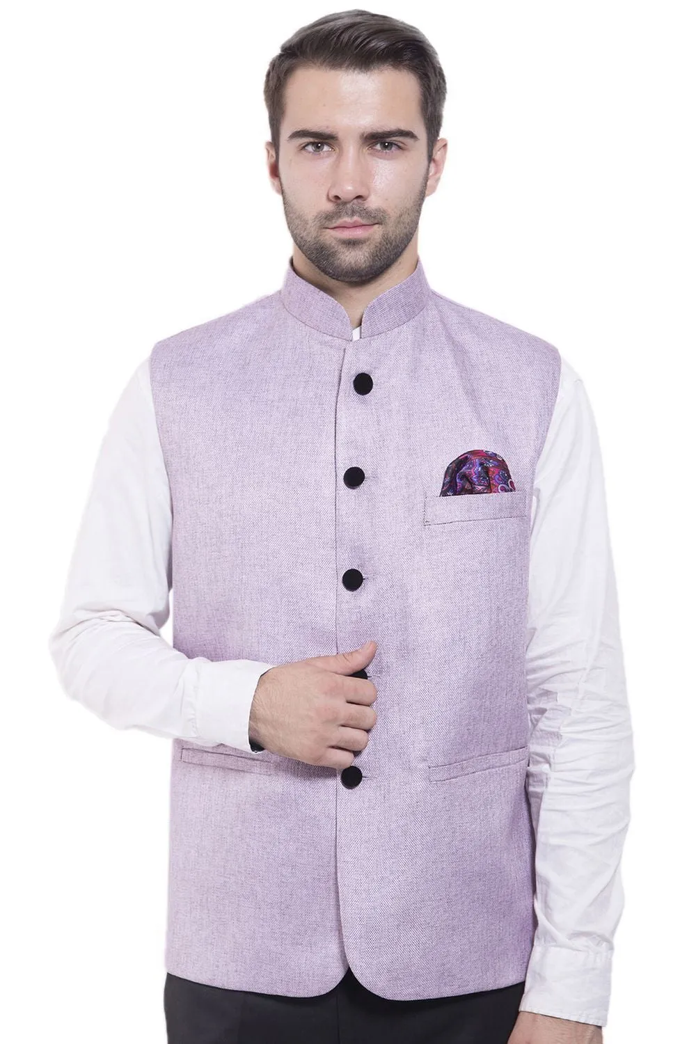 Rayon Purple Modi Nehru Jacket